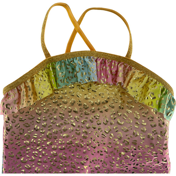 Pink Platinum Girls Rainbow Leopard Swimsuit Size 5/6 NWT New - Picture 3 of 4